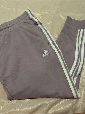 adidas Kids Lavender Joggers with White Stripes